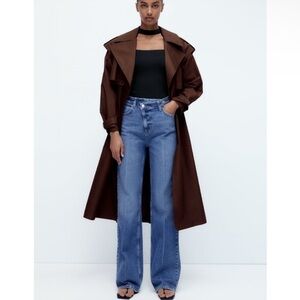 Zara Crossover Waist Extra High Rise Wide Leg Z1975 Full Length Tailor Jeans